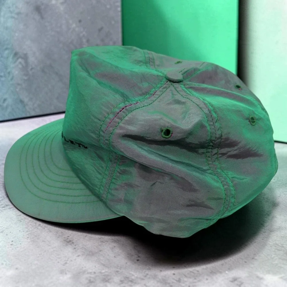VTG Chevrolet Hat Iridescent Green Snapback Cap America Gen Chevy 90s Trucker